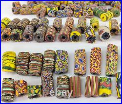 (100) Old Antique Venetian/Murano Millefiori Glass African Trade Beads Mixed