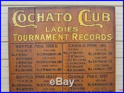 100+ yr old Beautiful WOODED COCHATO CLUB Bowling Sign BRAINTREE Massachusetts