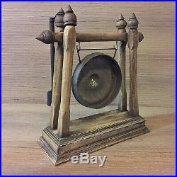 12 Gong Vintage Antique Wood Stand Old Mallet Buddha Temple Rare Home Decor