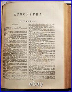 1868 Antique Holy Bible New And Old Testament With Apocrypha And Illustrations