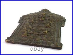 18c Old Rare Antique God Figures Engraved Brass Religious Wall Plate G53-686