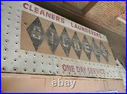 1940S/50s IOWA DRY CLEANERS ARROW NEON SIGN antique vtg old not porcelain enamel