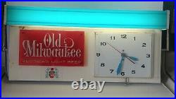 1962 Old Milwaukee Beer Lighted Clock Sign Works Great Look Great 25 X 12 H1
