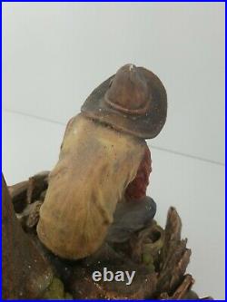 1980 APSIT BROS. USA Gold Miner Prospector Chalkware Table Lamp Panning Old West