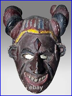 African Old Igbo Mgbedike Helmet Mask 14.5 Tall Authentic
