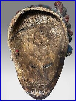 African Old Igbo Mgbedike Helmet Mask 14.5 Tall Authentic