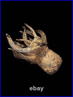 African Tribal Face Mask Rare & Old African Gela Guere Warrior Horn mask -5314