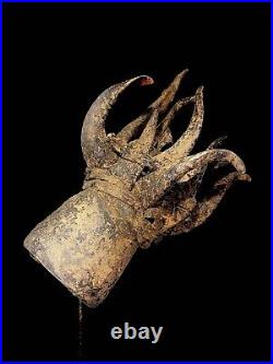 African Tribal Face Mask Rare & Old African Gela Guere Warrior Horn mask -5314