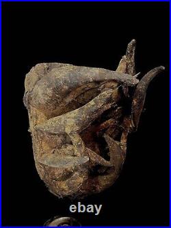 African Tribal Face Mask Rare & Old Tribal Used African Gela Guere War Horn 5084
