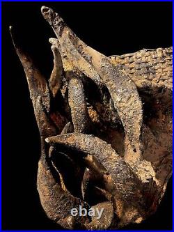 African Tribal Face Mask Rare & Old Tribal Used African Gela Guere War Horn-5419