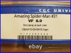 Amazing Spider-man #31 Cgc 8.0 Vf 1st Gwen Stacy & Harry Osborn 1965 Old Case
