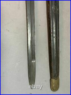 Antique Italian M1891 Old WWI Era Carcano Rifle Knife Bayonet & Leather