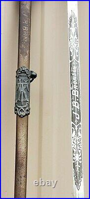Antique Knights Templar Sword Scabbard Fraternal Masonic Masons VTG Old Ornate