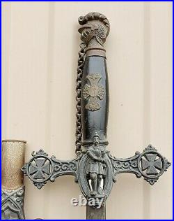 Antique Knights Templar Sword Scabbard Fraternal Masonic Masons VTG Old Ornate