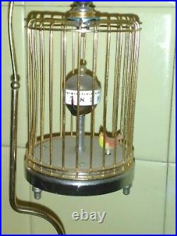 Antique National Clock Co Japan Figural Bird Cage Marble Stand Vintage Retro Old