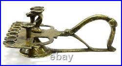 Antique Old Rare Brass Unique Worship Oil Lamp India Religious diya. G53-200