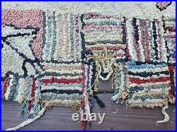 Antique Rug Square Floral Handmade Old Hooked Knotted Patchwork Rug 39x37