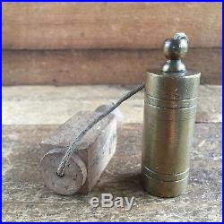 Antique STONEMASONS Brass PLUMB BOB Vintage Old Hand Level Marking Tool #36