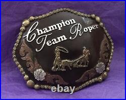 Awesome Rare Old Vintage Champion Team Roper CORRIENTE Trophy Belt Buckle