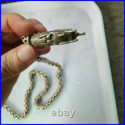 China Old Tibet Silver Carve necklace Loong head necklace Collecting crafts