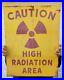 Giant-Old-1950-s-High-Radiation-Area-Heavy-Steel-Metal-Sign-not-Porcelain-01-eiaq
