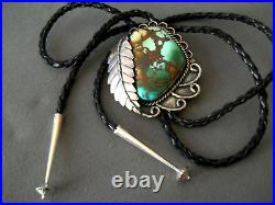 Huge Old HIGHGRADE Native American Royston Turquoise Sterling Silver Bolo Tie 3