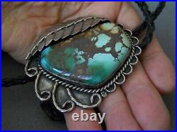 Huge Old HIGHGRADE Native American Royston Turquoise Sterling Silver Bolo Tie 3
