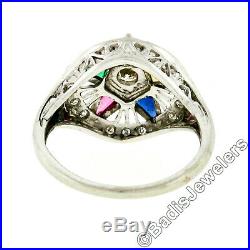 Jabel 18k White Gold Old Cut Diamond Masonic Order of the Eastern Star OES Ring