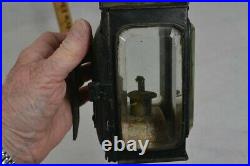 Lantern lamp old period carriage barn wall whale oil tin 19th original 1800 vg