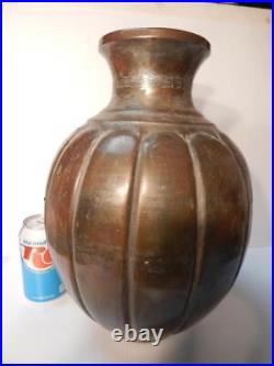 Large Vintage Old Middle Eastern Copper Over Tin Urn / Olla Form Pot