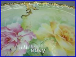 Limoges France Old Abbey Tray/Platter with Roses and Gilt 10.25