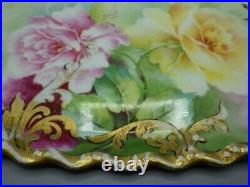 Limoges France Old Abbey Tray/Platter with Roses and Gilt 10.25