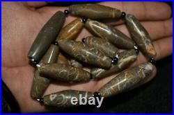 Lot Sale, 14 Old Near Eastern Jasper Stone Long Shaped Beads