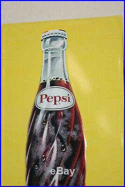 Lot of 2 Pepsi Cola Bottle Signs Vintage Style Embossed Large 48 x 18 Store