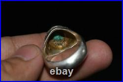 Lovely Genuine Old Near Eastern Silver Turquoise Stone Ring Weighing 12.9 Grams