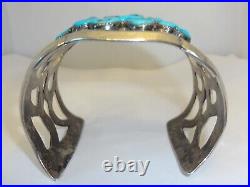 MASSIVE Vintage Old Pawn Navajo Sterling Silver & Turquoise Men's Cuff Bracelet