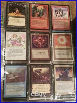Magic The Gathering Collection Lot Of Old Cards Pages And Box