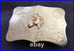 Magnificent Premium Old American West SSS Brand German Silver Horse Belt Buckle