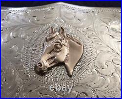 Magnificent Premium Old American West SSS Brand German Silver Horse Belt Buckle