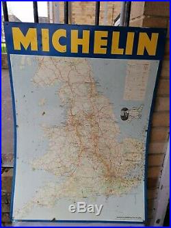 Michelin Map Sign Not Enamel Original Old Rare Classic Car Petrol Pum Globe Sign