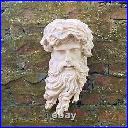 Mighty Hercules Wall Bust Sculpture Faux Marble Stone Old Finish