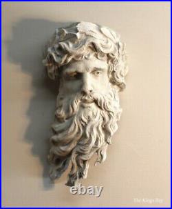 Mighty Hercules Wall Bust Sculpture Faux Marble Stone Old Finish