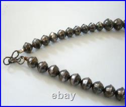 Navajo Pearls Necklace Sterling Silver Stamped Bench Bead Graduated 19 Old Pawn