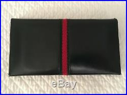 New Old Stock Gucci Blue Leather Accessory Collection Wallet Red Stripe Italy