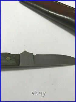Nice, rare, old, unused ELKINS Fixed Blade Custom Knife with Leather Sheath