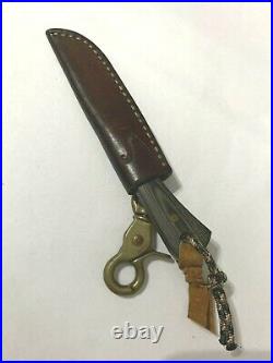 Nice, rare, old, unused ELKINS Fixed Blade Custom Knife with Leather Sheath