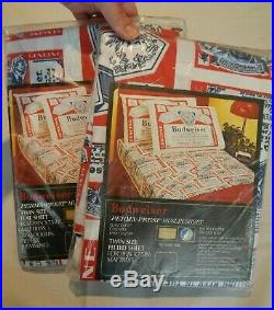 Nos Vintage Budweiser Beer Sheets Flat & Fitted Sheet Set New Old Stock Twin Sz