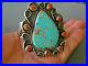 OLD-Native-American-Navajo-Aqua-Turquoise-Coral-Cluster-Sterling-Silver-Bracelet-01-cwil