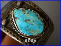 OLD Southwestern Native American Navajo Turquoise Sterling Silver Watch Bracelet