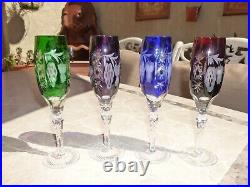 OLD Vintage 4 Nachtmann Traube Crystal Champagne Glasses Flutes Cut To Clear 9